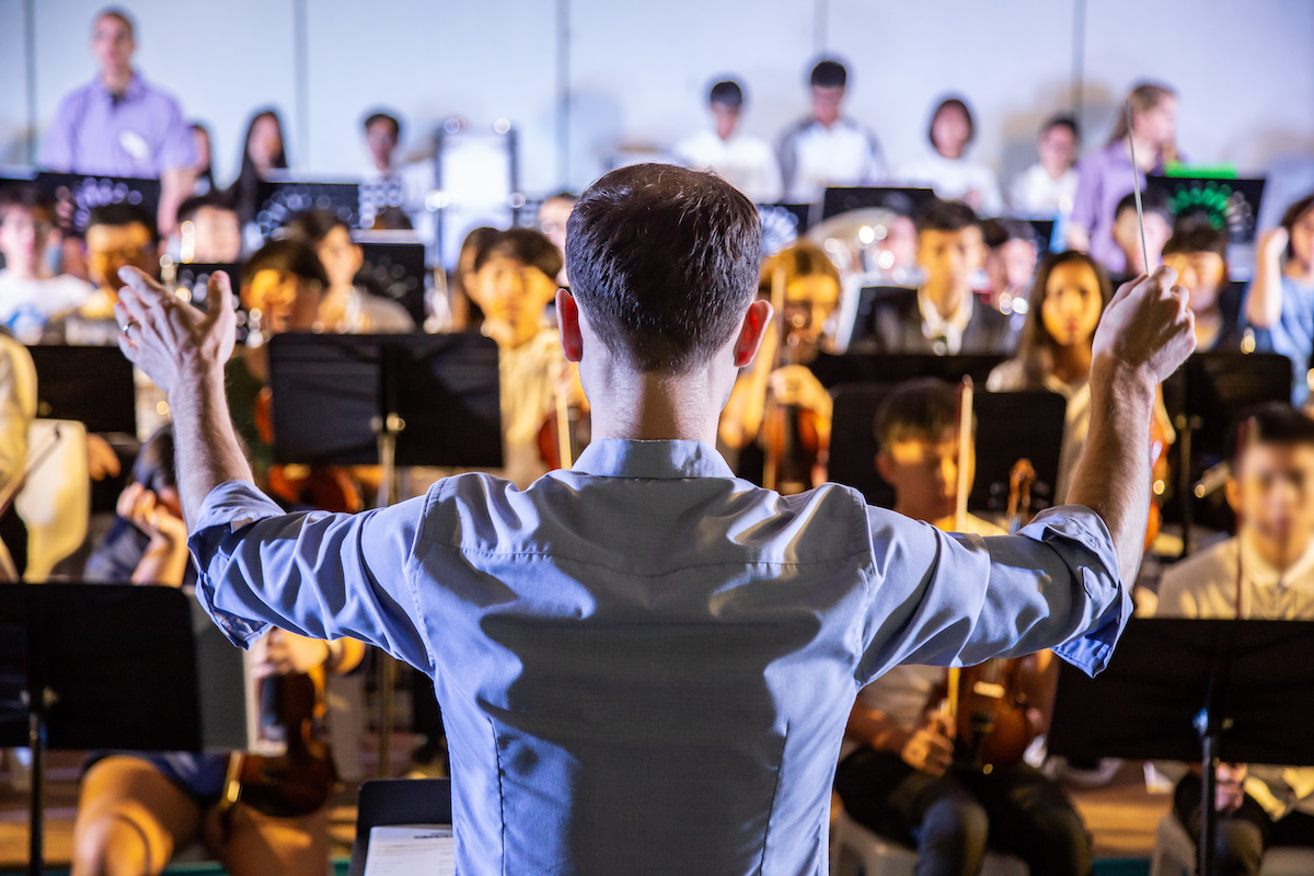 Students playing instruments