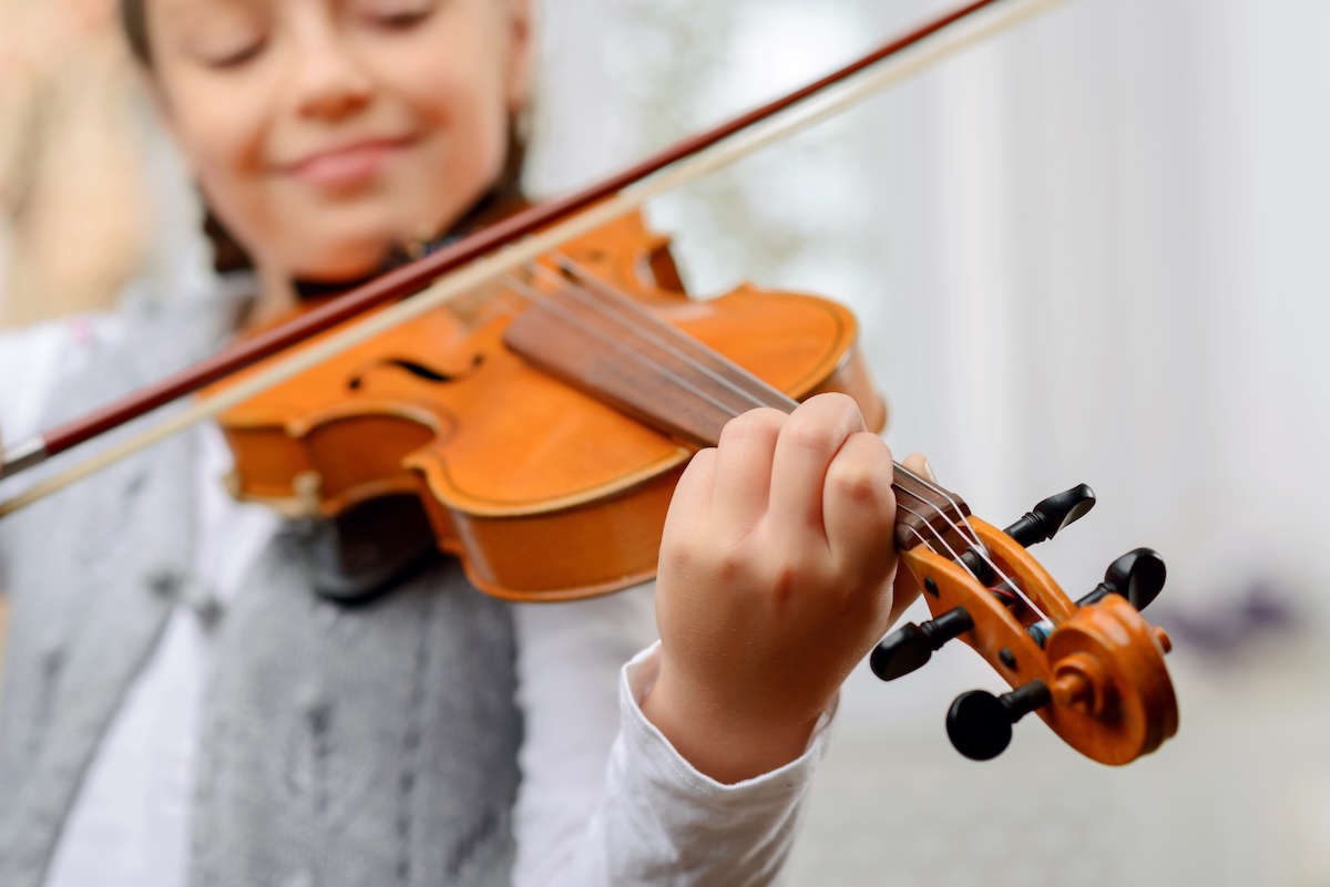 Student playing violin